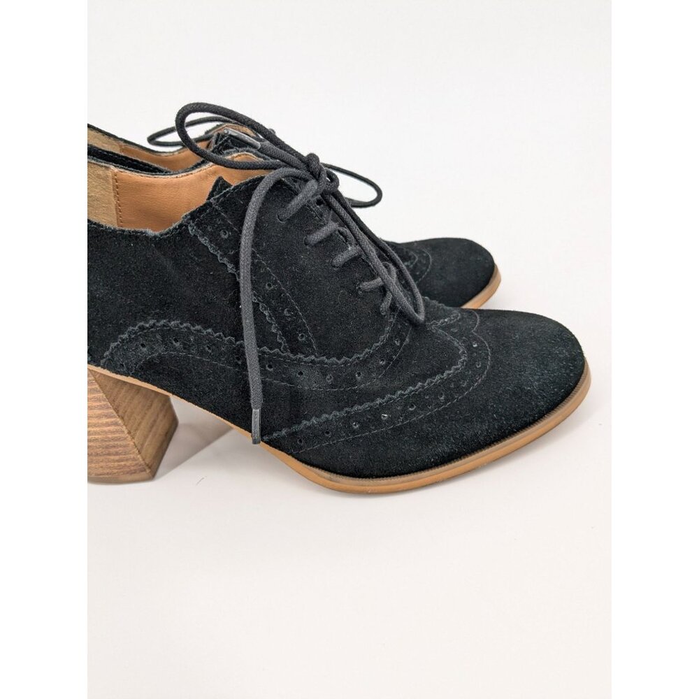 Steve Madden Suede Wingtip Oxford Booties Block Heel Lace up Academia Size 9.5 - Picture 15 of 15